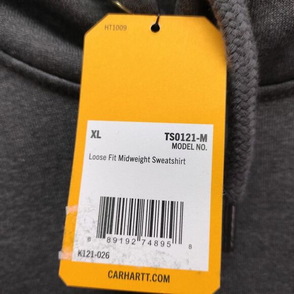 Carhartt Hoodie Men XL Gray Loose Fit Midweight Sweatshirt Pullover K121 NEW - Picture 4 of 10